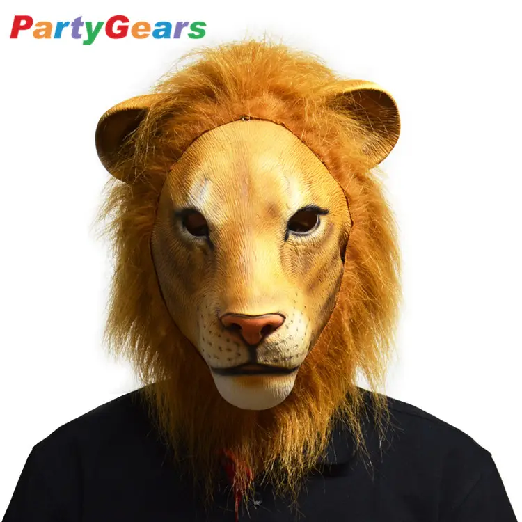 Best Sales Brown High Quality Latex Facemask Lion King Animal Halloween Mask Party Cosplay Full Head Lion Mask