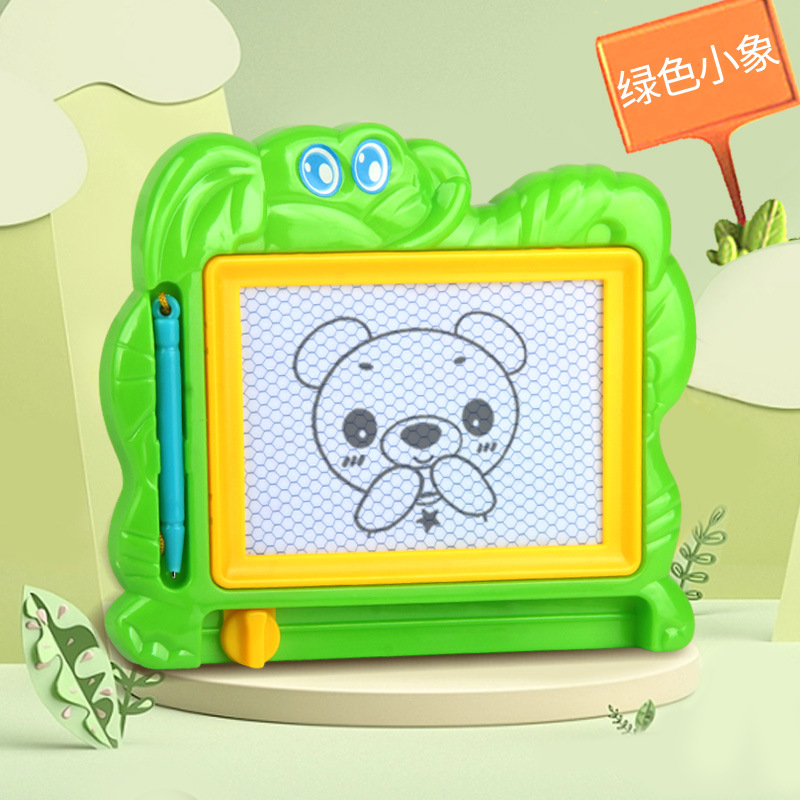 Black and white baby elephant drawing board green