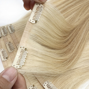 工場卸売高級最高品質レミー人毛見えないシームレスクリップヘアエクステンション100% 人毛