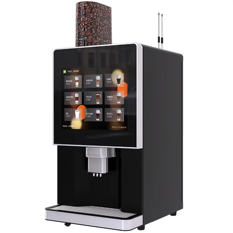 9 tipos de sabores calientes Grano de café comercial a taza de café Máquina completamente automática de tipo inteligente