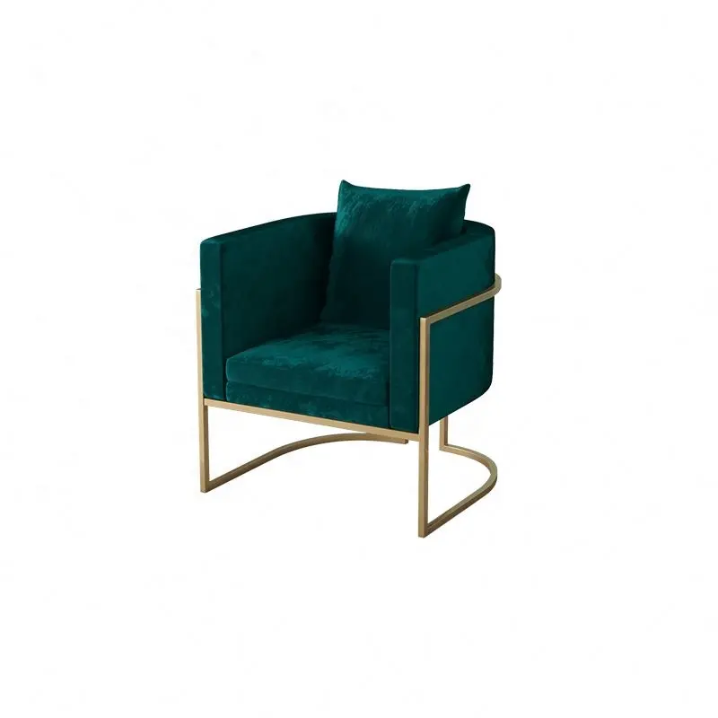 Silla de comedor de terciopelo, silla decorativa de espalda media, sillón de ocio moderno con patas chapadas en oro, silla tapizada para sala de estar