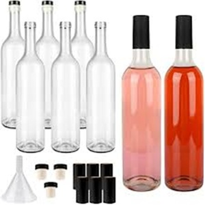 批发价可重复使用的玻璃酒瓶和高品质红酒瓶，带软木顶部玻璃瓶设计