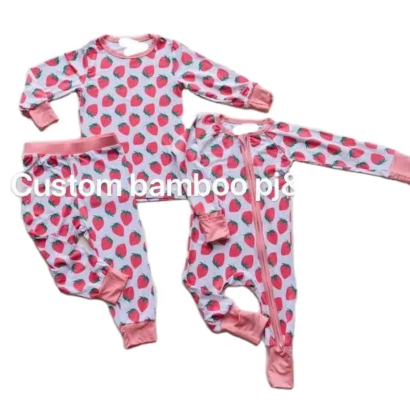 OEM convertibile vestiti del bambino Footie Zippy pagliaccetto ragazza ragazzo bambù bambino 2 pezzi pigiama