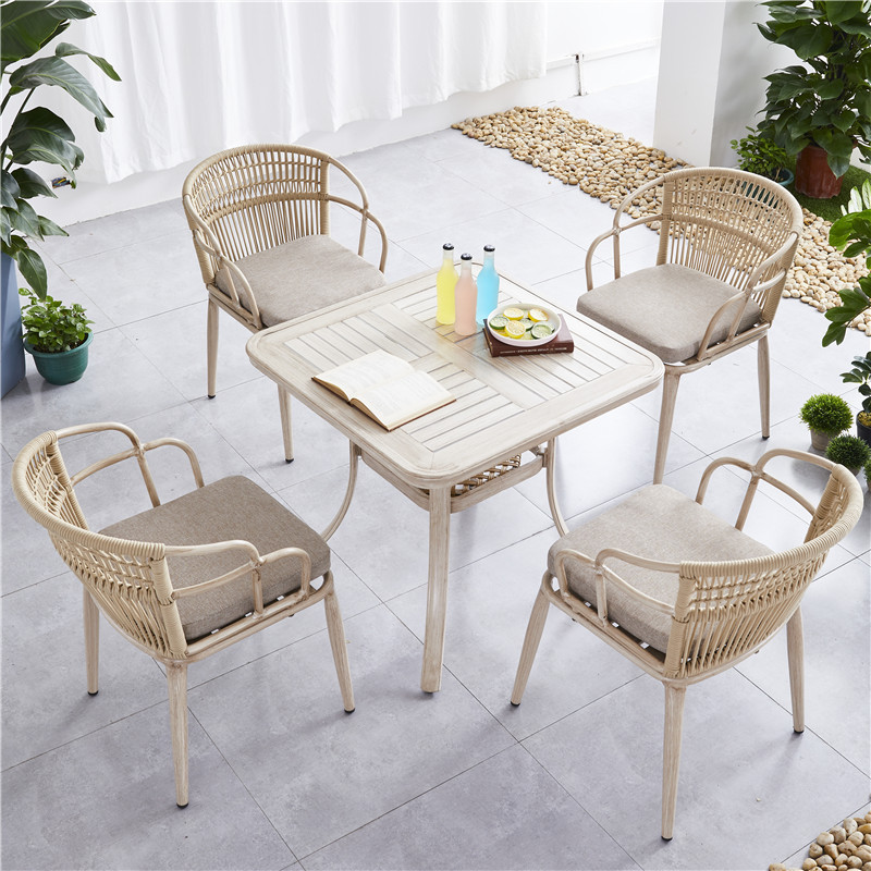 4 chairs-80 cm-all-aluminum alloy square table