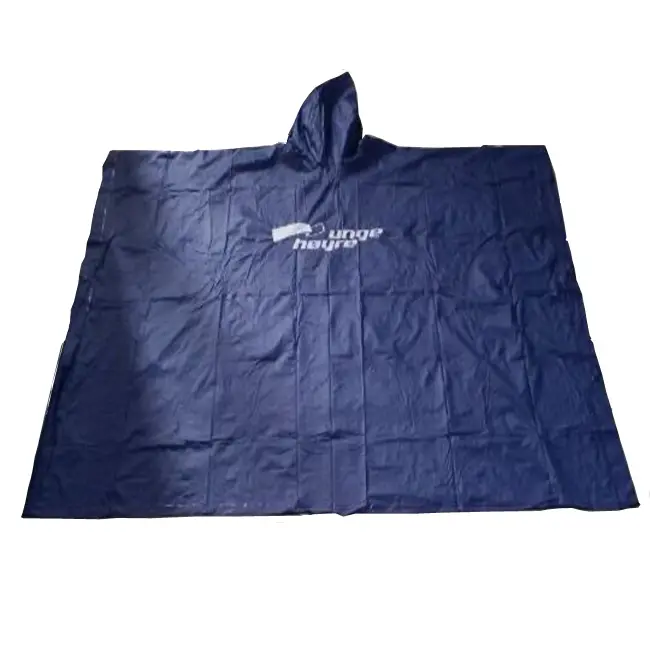 Jas Hujan Ponco PVC Biru dengan Logo Kustom Rain Cape untuk Hadiah Promosi