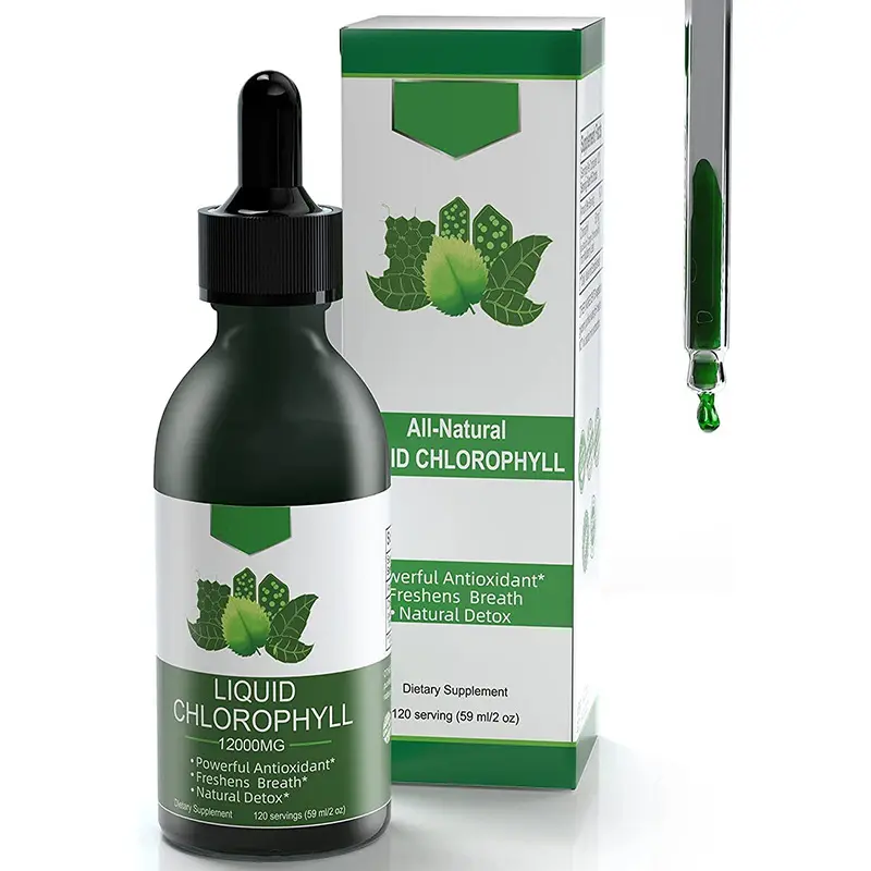 Extrait d'herbes de chlorophylle liquide orale de marque privée OEM 6000 mg-Formule de boisson énergétique à la chlorophylle liquide de qualité supérieure