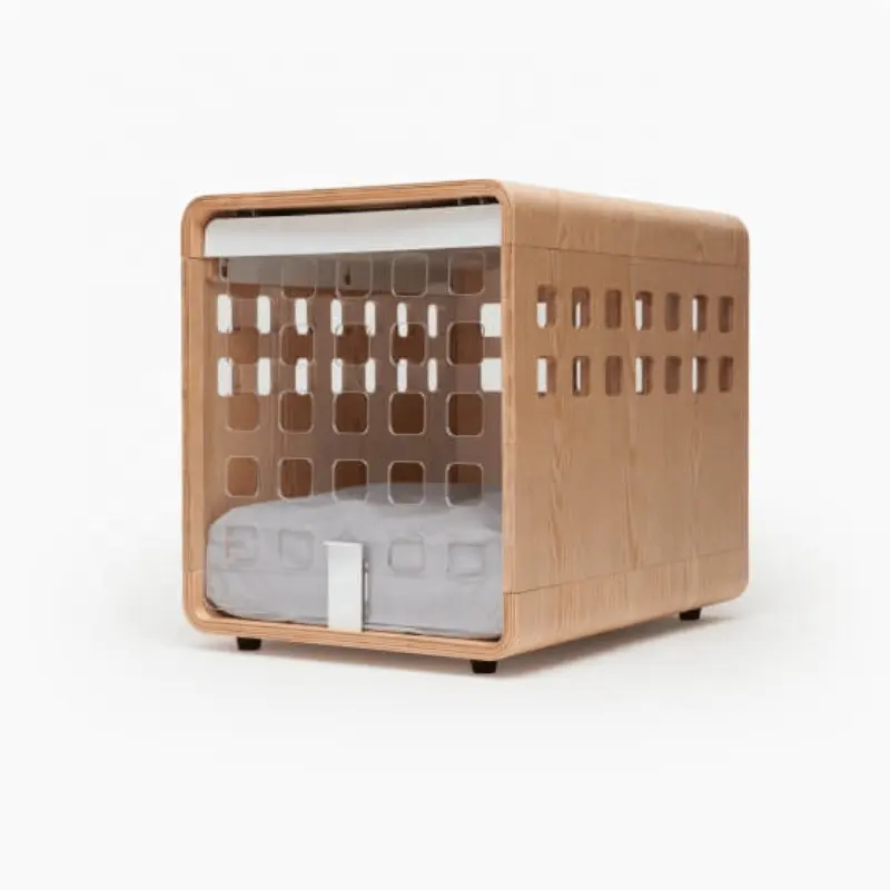 베스트 셀러 현대 맞춤형 세련된 투명 아크릴 헤비 듀티 접이식 내부 집 개집 개 나무 상자 작은 동물