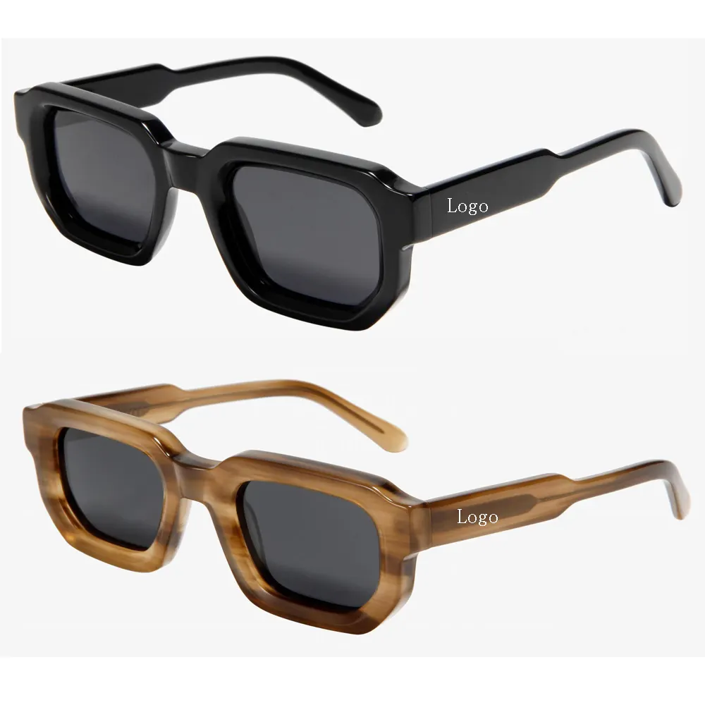 High quality TAC lens Acetate men sunglasses retro plate Thickened Custom Square Sunglasses rectangle UV400 Oculos De Sol