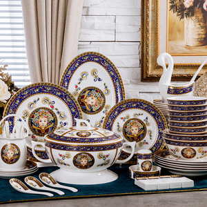 Jingdezhen Châu Âu Bộ Đồ Ăn Đặt Dùng Một Lần Cảnh Món Ăn Men Gốm Cho Hộ Gia Đình Và Đám Cưới Biểu Tượng Tùy Chỉnh Bán Buôn - Product Image 6