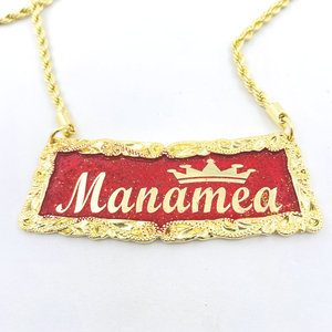 3D kazınmış isim kolye özel mor emaye tabela halat zincir kadın kız çocuklar Hawaiian Samoan hediyeler takı toptan - Product Image 5
