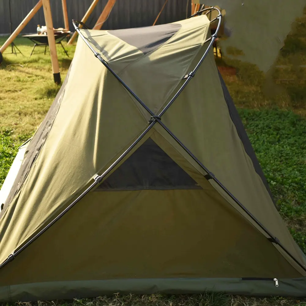 Tenda per tenda ultraleggera da 2 persone per campeggio all'aperto con tende in tela di alluminio a doppio strato