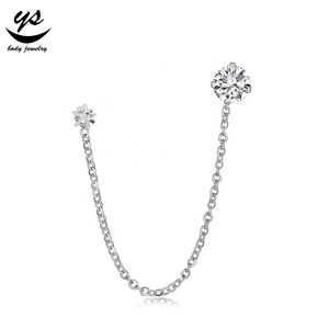 Beautiful Double Earrings in Surgical Steel with <strong>CZ</strong> and Gold Plating <strong>Ear</strong> Studs with Heart and Star Patterns for Wedding Party - Product Image 3