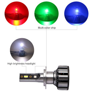 Çok renkli LED far H4 H7 H11 RGB LED ampul 6000LM araba far için bluetooth kontrolü - Product Image 5