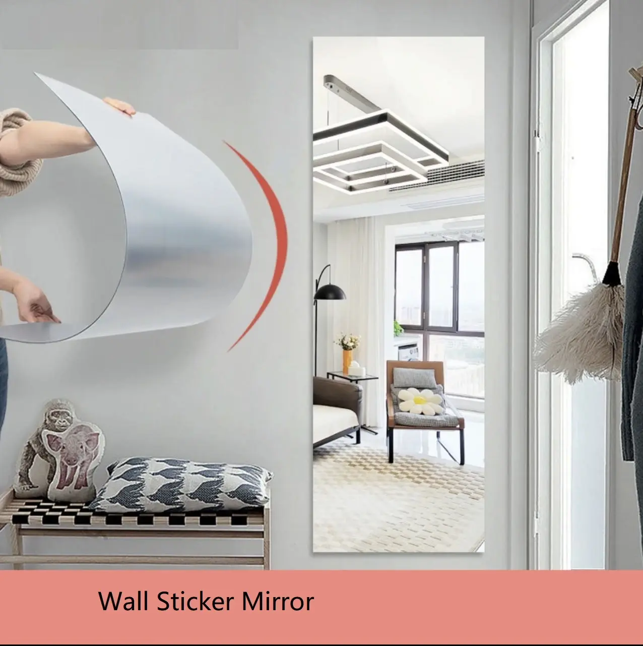 مصنع الاكريليك مربع مرآة لينة معجون حائط ديكور المنزل مرآة بلاستيكية ذاتية اللصق