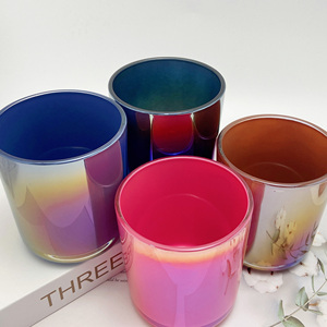 12OZ 16OZ lüks toptan boş benzersiz yanardöner mum kavanoz lacivert Flamingo siyah yanardöner gemiler