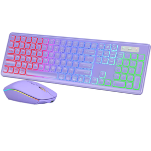 Combo de teclado y ratón para juegos retroiluminado RGB inalámbrico de 2,4 GHz, ergonómico de tamaño completo con luz LED recargable, conexión USB delgada - Product Image 3