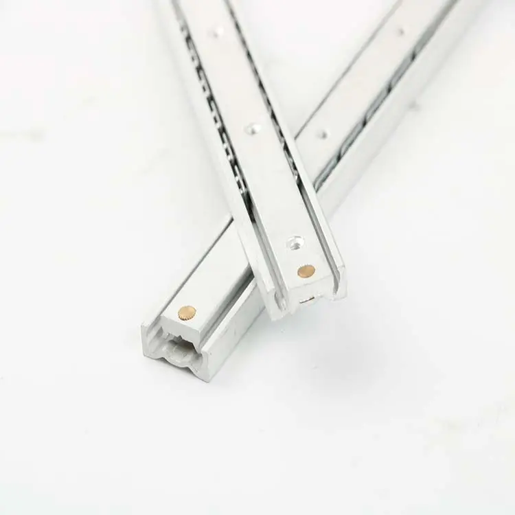 AL1622PT 16mm de hauteur Mini glissière à roulement à billes en aluminium canaux télescopiques curseurs de meubles glissière de tiroir de voyage bidirectionnelle