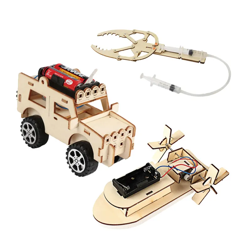 STEM Physics Laboratory Series 3-in-1 Wood Ship Truck Robotic Arm Toy Set Montessori Educational Science Toys kit per bambini