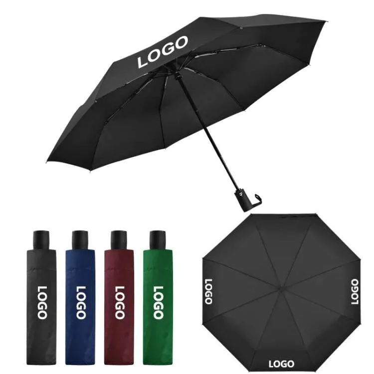 Moda viagem chuva marca logotipo impressão portátil 3 vezes auto sol sombra promocional personalizado dobra guarda-chuva automático com logotipo