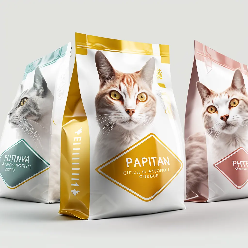דפוס דיגיטלי מותאם אישית לוגו 8 צד חותם תיק כלב חתול חיות מחמד מזון אריזה כיכר תחתון לחיות מחמד חתול מזון תיק