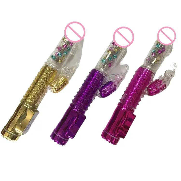 Rechargeable Colourful Beads Butterfly Pen Female Dildo Vibrator Sex Machine for Woman Ball Retractable G-spot Dildos