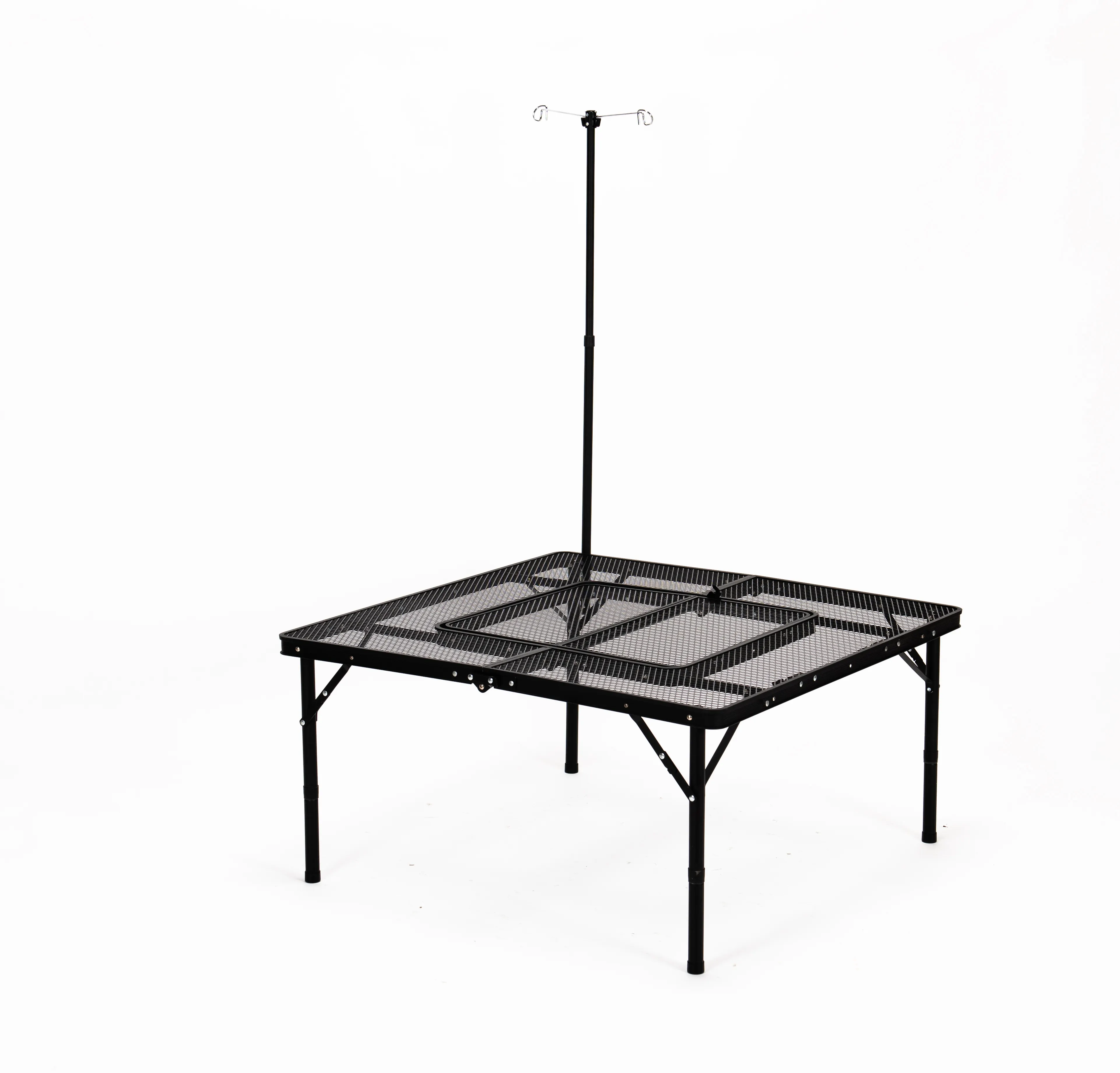 Dobrável mesa Grill portátil para fora leve alumínio Metal Grill Stand mesa para Camping cozinhar churrasco pernas ajustáveis
