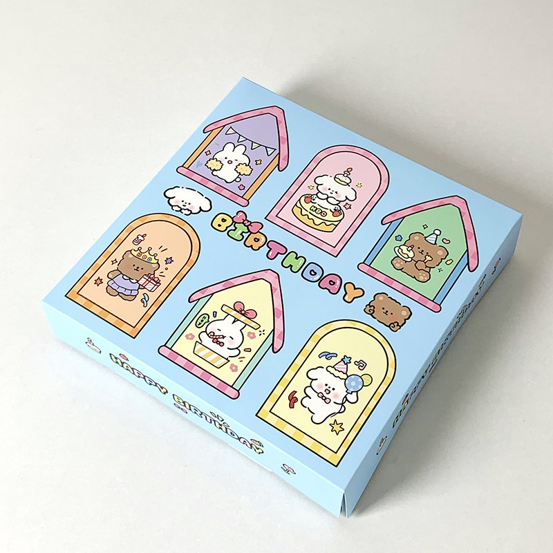 Blue window-style cute pet six-panel pop-up toy-1 gift box