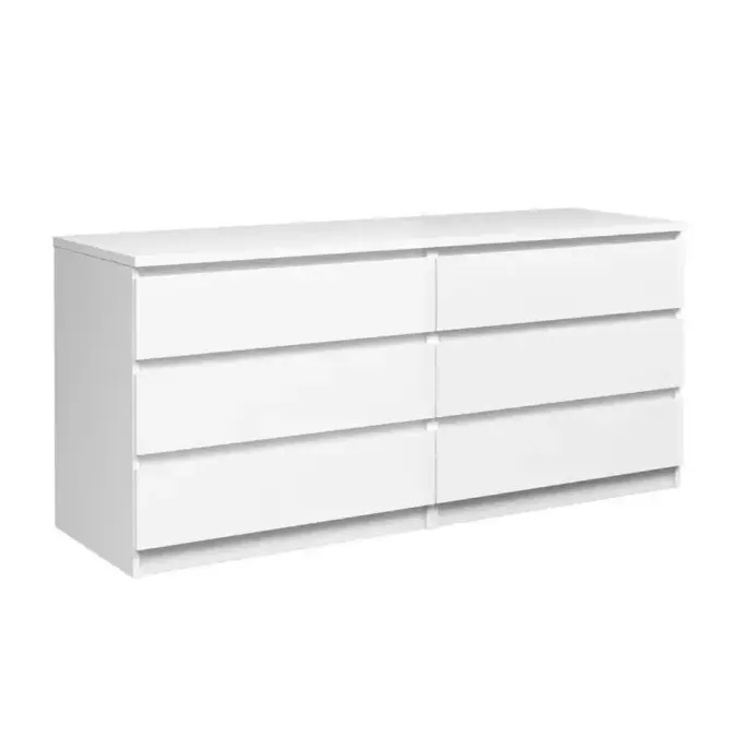 Bianco Lucido 6 Cassetto Credenza in Legno Bianco Armadio Moderno Cassettiera