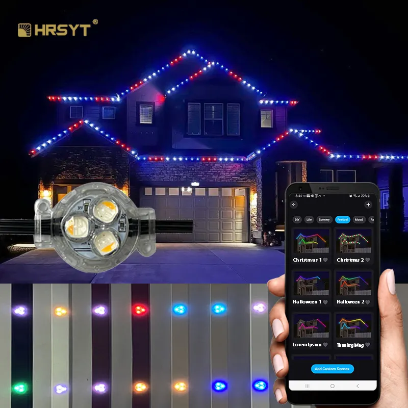 HRSYT Заводская распродажа программируемых RGBW DMX512 парк развлечений постоянный Рождественский пиксель светодиодные точечные огни