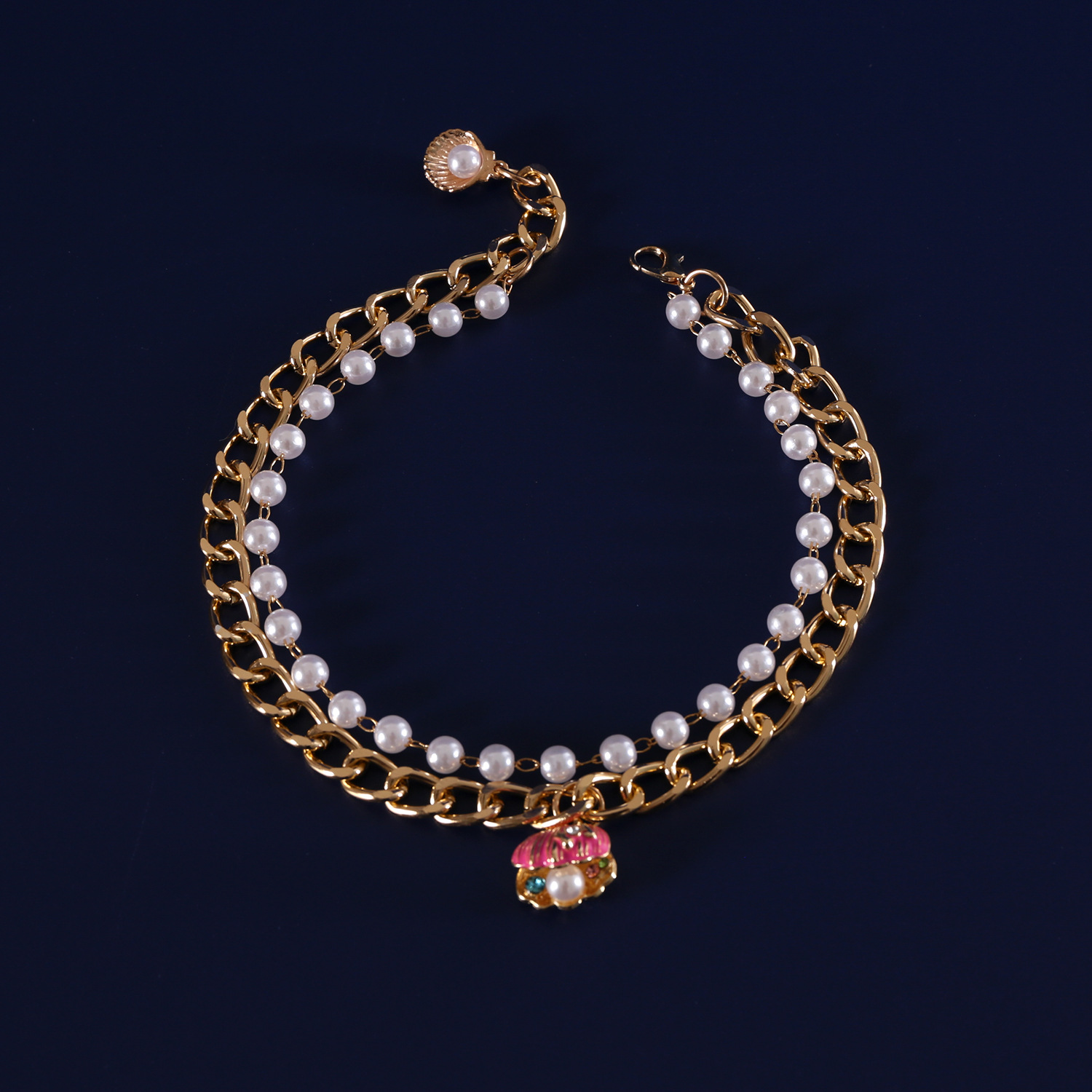 Collier coquillage rose