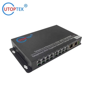 8チャネルRJ11電話メディアコンバータPCMボイスオーバー光ファイバートランシーバー2x1000M RJ45ポートIPネットワーク対応