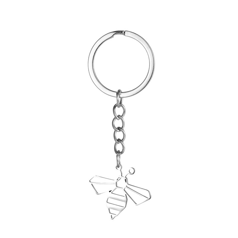 Porte-clés abeille en acier inoxydable