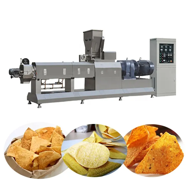 Otomatik paslanmaz çelik Tortilla cips Doritos üçgen mısır cipsi yapma makinesi Tortilla makinesi