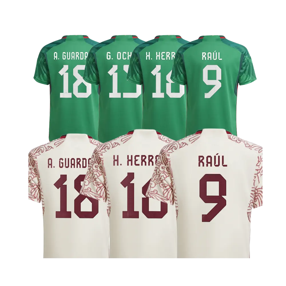 México Camisa De Futebol Verde 2022 2023 Homens Para Casa Mais Barato Camisas de Esportes T 22 H.LOZANO 16 H.HERRERA 9 RAUL Futebol Uniforme