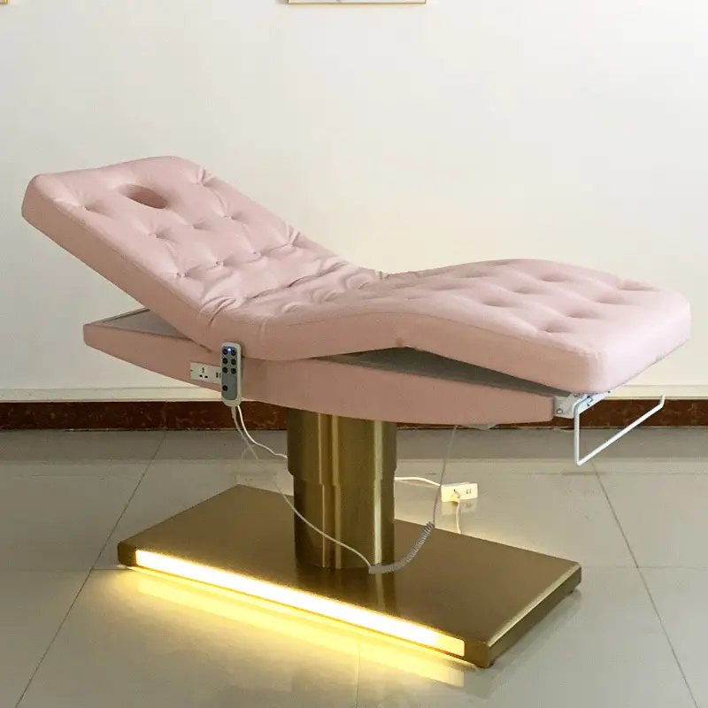 Cadeira de massagem luxuosa moderna rosa para spa, cama elétrica com 4 motores, cadeira facial para salão de beleza, para venda