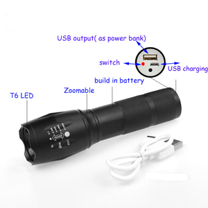 QXMOVING Водонепроницаемый зум USB перезаряжаемый Тактический T6 светодиодный маленький фонарик Power Bank Многофункциональный мощный фонарик