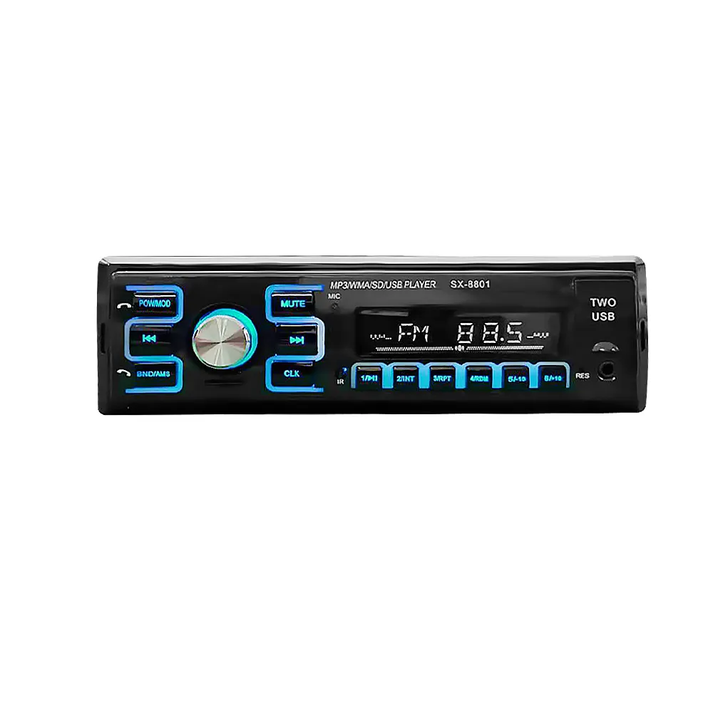 Radio Estéreo con Bluetooth para coche, reproductor mp3 de 1 din con control remoto, 2USB 7388, IC, 24V, FM/SD/AUX