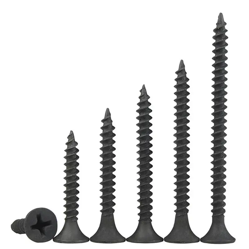 Tornillo de cabeza plana ranurada avellanada pared seca hierro negro M4 1/4 calidad perfecta y precio inferior MS tornillos negros para paneles de yeso