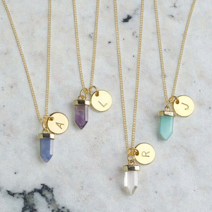 Özelleştirilmiş akik Birthstone şifa kolye altın kaplama paslanmaz çelik harfler DIY takı için bir halat zincir - Product Image 1