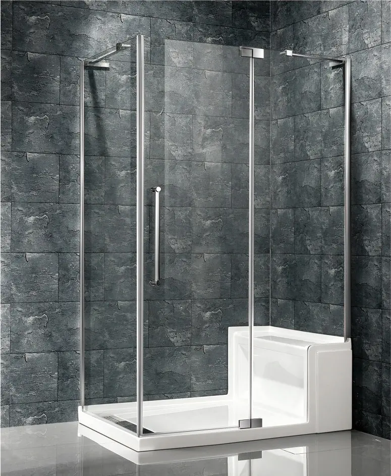 New cheap price outdoor steam shower room lowes with seat and tempered glass pivot doors