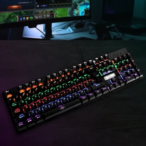 Hoya-Teclado mecánico retroiluminado con cable Usb para juegos de ordenador, Profesional Teclado mecánico con luz Rgb multicolor - Product Image 1