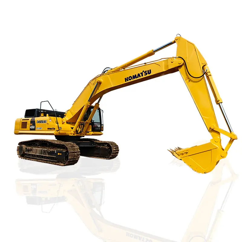 รถขุดตีนตะขาบ Komatsu PC450 มือสอง 45 ตันใช้แล้ววิศวกรรมรถขุดตีนตะขาบเครื่องจักรก่อสร้างขุดสําหรับขาย