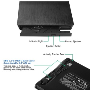 USB 3.0 Type-C便携式CD/DVD +-RW磁盘驱动器外部CD驱动器，用于笔记本DVD ROM刻录机读取器DVD播放器 - Product Image 3