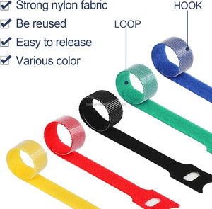 Buen precio alta calidad personalizado Loge reutilizable troquelado ajustable multicolor elegir gancho autoadhesivo y lazo para cables - Product Image 5