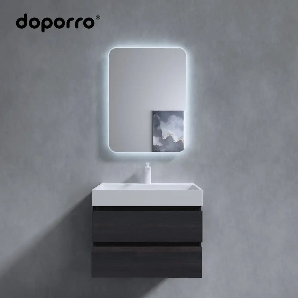 Doporro горячая Распродажа светодиодный зеркальный шкаф для ванной комнаты зеркальный настенный Меламиновый чехол из фанеры шкаф для ванной комнаты