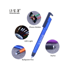 High Quality Promotional Custom <strong>Branded</strong> Bright Logo Ball Pen with Stylus Phone Holder Engraved Led Light Pen <strong>Writing</strong> in Dark - Product Image 3