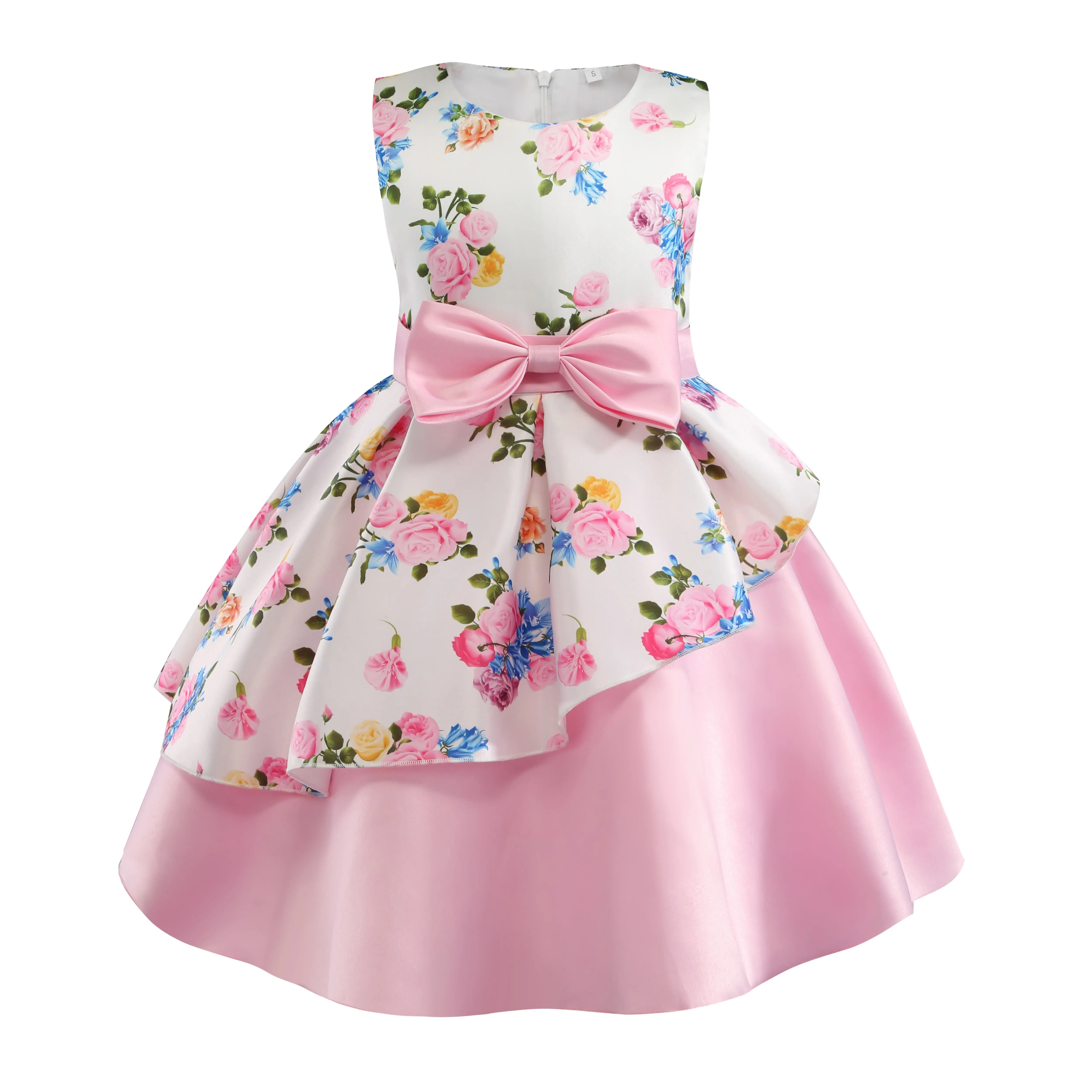 Estate 2024 ragazza fiore vestito da principessa ragazze vestiti per bambini festa di compleanno matrimonio strascico abiti per bambini 3-10 anni