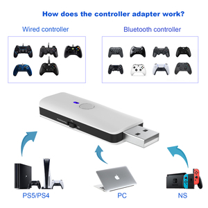用于PS5/PS4/PS3/开关/X盒的控制器适配器转换器1 S/ PC USB无线游戏控制器适配器接收器 - Product Image 2