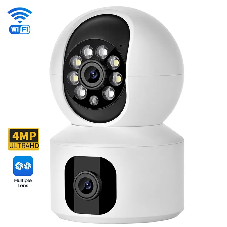 Hệ Thống An Ninh Gia Đình Thông Minh Thiết Kế Mới 2023 Camera HD 2/4MP Không Dây An Ninh IP Camera Giám Sát Em Bé Ống Kính Kép