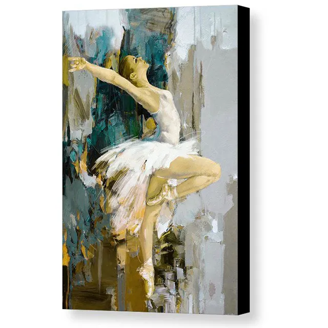 Pinturas hermosas para chicas, cuadros pintados a mano de bailarina de Ballet, pintura al óleo abstracta sobre lienzo, arte de pared para sala de estar, decoración del hogar